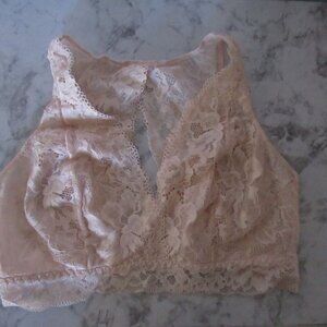 Soma Bralette Bra M Medium Beige Tan Embraceable Lace Back